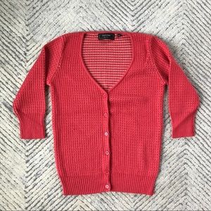 3/4 Sleeve Wool V-neck Cardigan